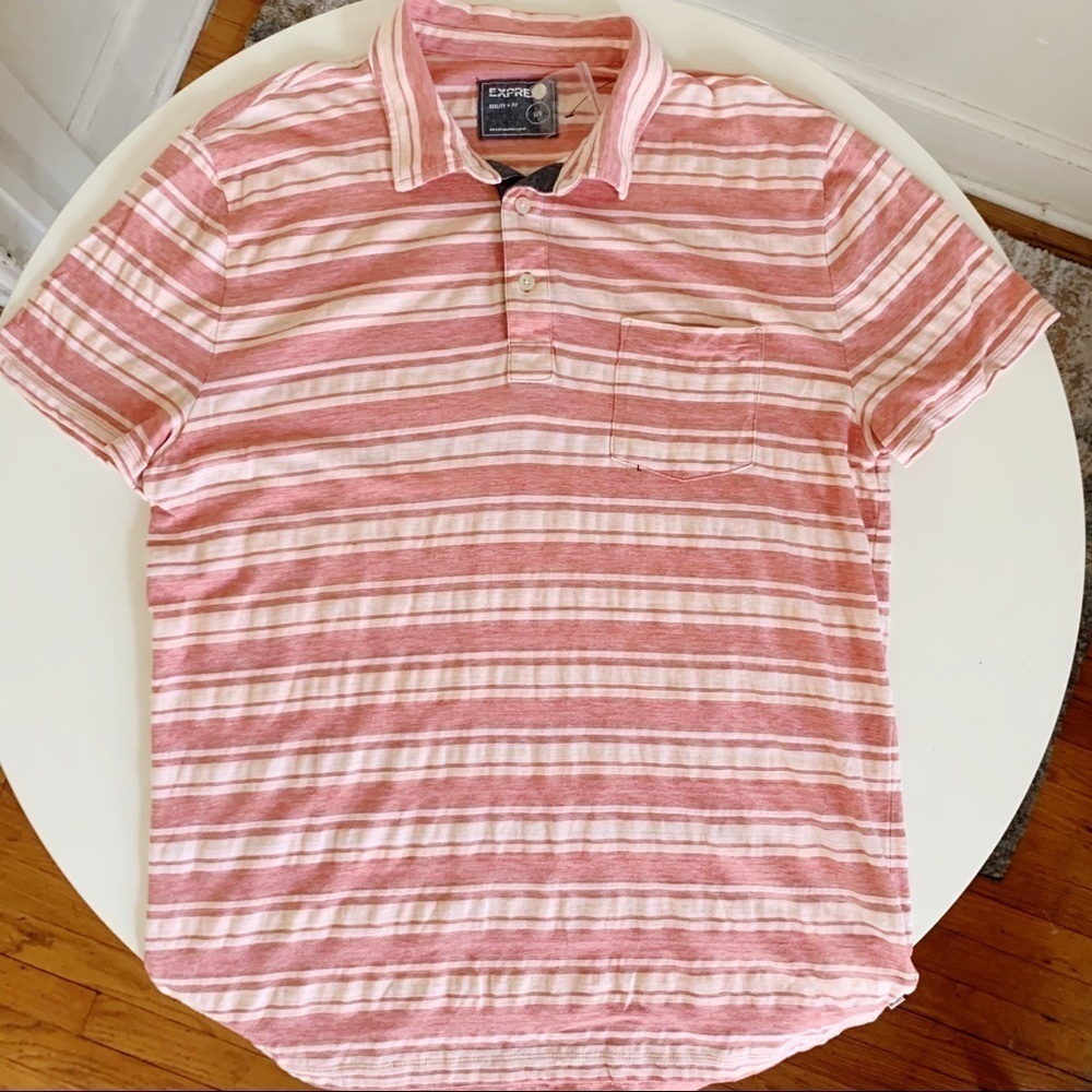 Express Cotton Stripe Short Sleeve Polo Men’s Large NWOT